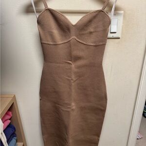 Babaton Brown Midi Bodycon Dress